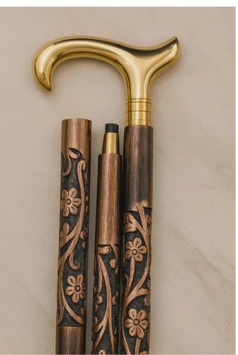 Brass handle wooden - handle, walking