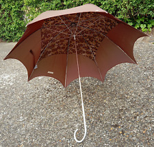 Moschino Umbrella. Leopard Animal Print Caramel-brown curved handle VINTAGE