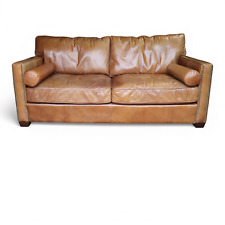 Vintage Timothy Oulton Halo Viscount Williams 2 Seater Tan Leather Sofa