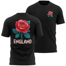 English Red Rose Mens T Shirt Large Back Print England Pride UK Patriotic Top