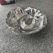 ALESSI SARRIA  LLUIS CLOTET Silver Chrome ABSTRACT Crumbled Fruit Bowl Rare 26CM