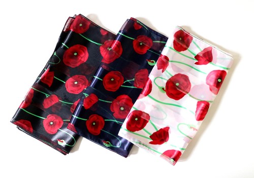 Poppy print scarf remembrance - poppy,