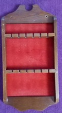 Vintage Red Baize Light Wood 2 Shelf 12 Souvenir Collectable Spoon Display Rack