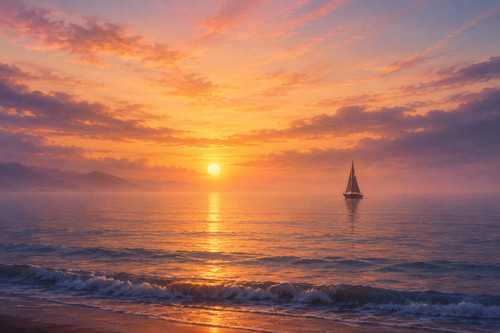 Sunset ocean wall art - wall,