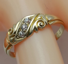 Victorian Antique 18ct Gold Diamond Trio Set Ring Chester Hallmark