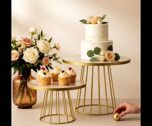 Set gold wire cake stands - 2,