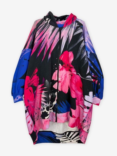 Hawaiian print oversized hoody - hawaiian,