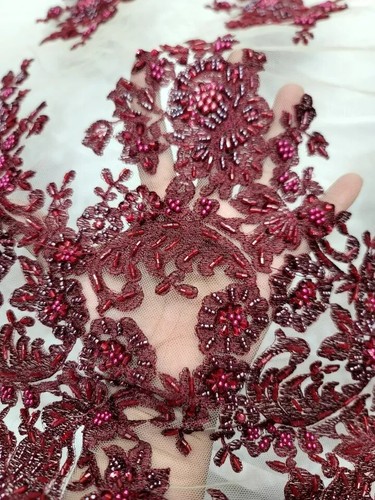 Burgundy lace fabric - lace,