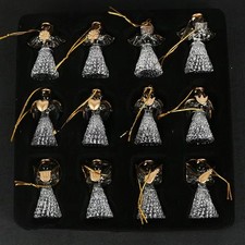 1-12PCS Glass Angel Ornaments Mini Hanging Holiday Decorations Christmas Tree