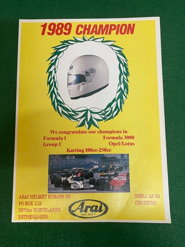 1989 champion arai helmets - helmets, f1