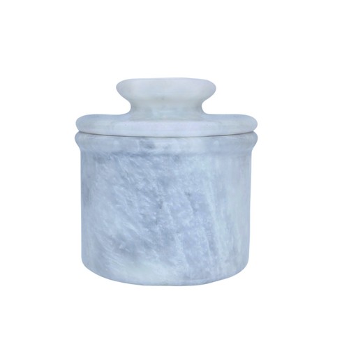White marble butter keeper - white,