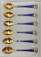 Egon Lauridsen Boxed Set Gold Washed Sterling Silver Demitasse Spoons