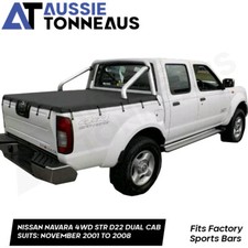Bunji Tonneau Cover for Nissan Navara Dual Cab STR D22 With Factory Sports Bar.