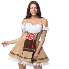 Oktoberfest Lederhosen Costume German Bavarian Dirndl Beer Maid Fancy Dress