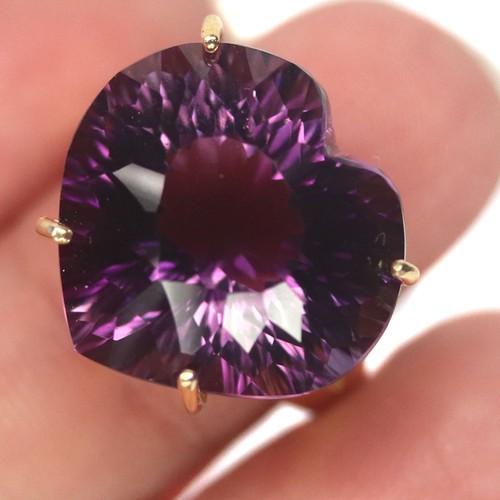 Large amethyst heart ring 925 - large,