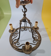 Wrought Iron Chandelier, Possibly Antique.  Converted to Electrical