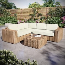 5 Seater Beige Rattan Garden