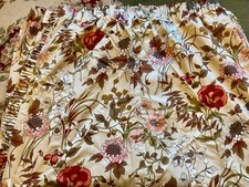 VINTAGE FLORAL LINED CURTAINS & TIEBACKS  69"W X 92"L  VGC  3" tape frilled edge
