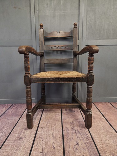 19th century oak rush seat - oak,