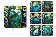 Set of 6 Stained Glass Effect