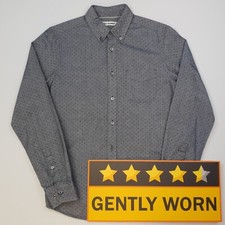 Ben Sherman Oxford Shirt SMALL Slim Fit Blue Mens Long Sleeve Polka Dot Cotton