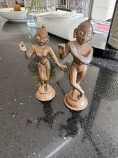 Antique Old Hand Carved Brass Hindu God Krishna Radha ThakurJi  Statue Sculpture