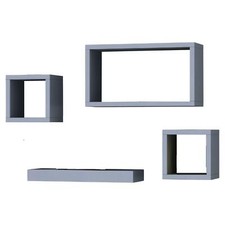 Set Of 4 Grey Wooden Floating