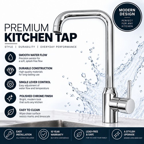 Modern kitchen sink - mixer, taps