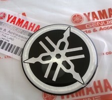 1 x 50mm YAMAHA TUNING FORK BLACK/SILVER GEL DECAL STICKER BADGE LOGO *UK STOCK*