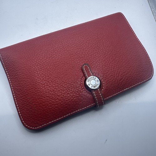 Vtg hermes red leather dogon - hermes,