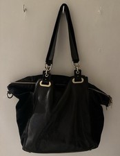 Vince Camuto black genuine leather & suede shoulder bag
