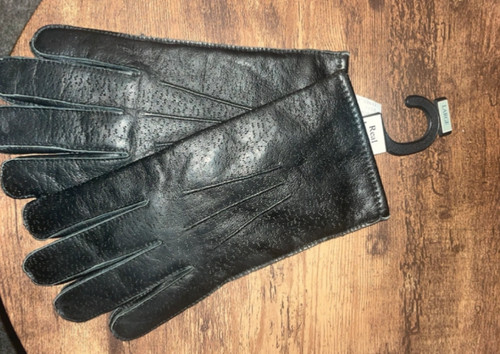 Vintage black leather - , gloves