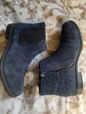 Hotter Tenby Navy Ankle Boots Size 4 With Harris Tweed