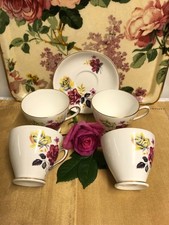 Vintage Windsor Bone China Replacement/ 4 Large Cups/ 1 Matching Saucer/ Roses