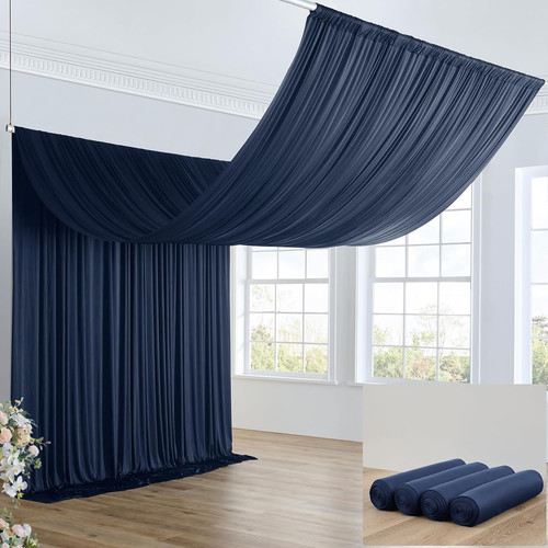 Navy blue 20ft ceiling - 20ft, drapes