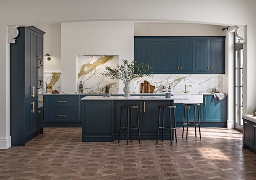 Blue painted solid wood shaker - solid,