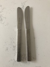 2 x Vintage Viners STUDIO Bark effect Dessert Knives 20.5cm Salad VGC Sheffield