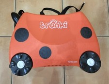 Trunki Ladybug Kids Suitcase Red Black Travel Storage Bag Case Pull Cord + Key