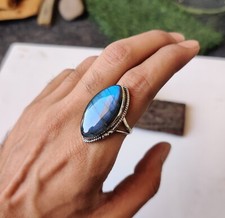 Beautiful Labradorite Gemstone Ring 925 Sterling Silver Free Shipping Love Ring