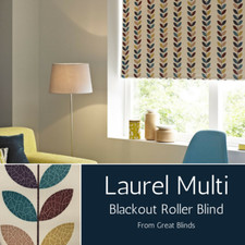 Leaf Botanical Patterned Blackout Roller Blind - Multi Buy Reductions! Save £££s