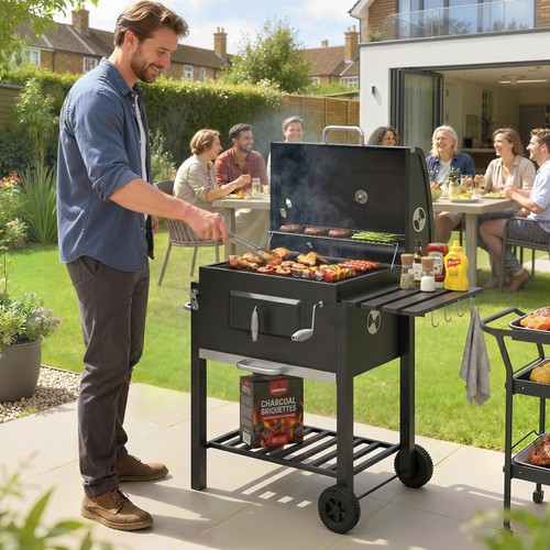 Charcoal grill bbq trolley - charcoal,