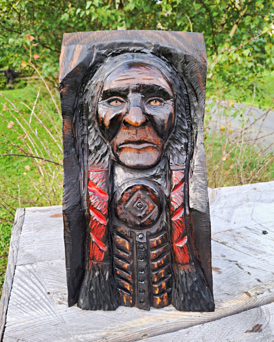 Hand carved wood relief - carved,