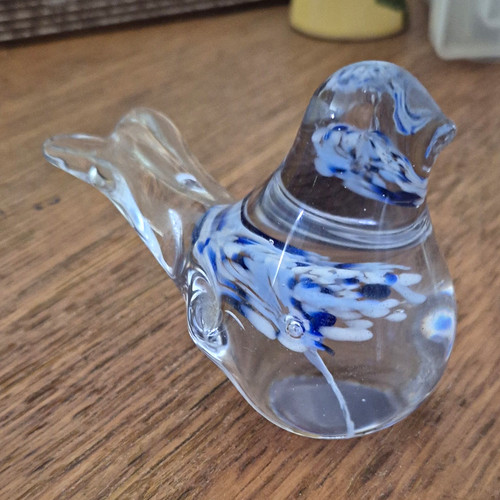 Clear art glass bird - clear, figurine