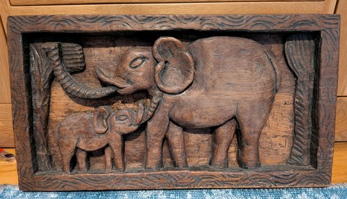 Hand carved elephant - carved,