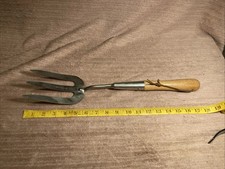 Large Chunky 18” Garden Border Fork Stainless Steel Wooden Handle