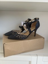 Lotus Ladies Blue Heeled Diamanté Occassion Shoes, Size 6