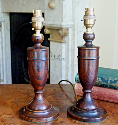Pair wooden lamps - wooden,
