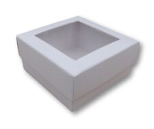 10 WHITE 3 x 3 INCH BOXES WITH WINDOW LID, GIFTS, CAKES, BROWNIES, 8CM / 80MM