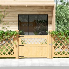 Wooden Patio Gate with Latch - Rhombic Privacy Fence Door for Garden Use