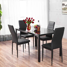 Dining Table and Chairs 4/6 Set PU Leather Seat Dining Kitchen Room Furniture